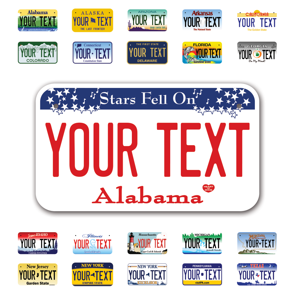 Personalize Motorcycle License Plates from All 50 USA States - 7"x4" - Ideal for Motorcycles, Mopeds, Wheelchairs, ATVs, Snowmobiles and more