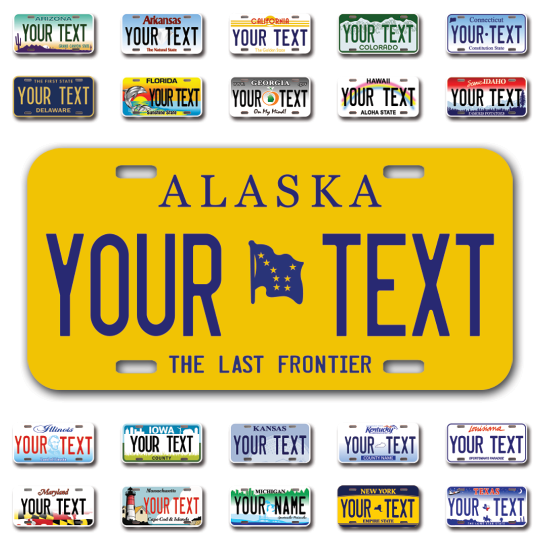 Personalize Car License Plates From All 50 USA States - 12"x6" - Ideal for Cars, Trucks and more