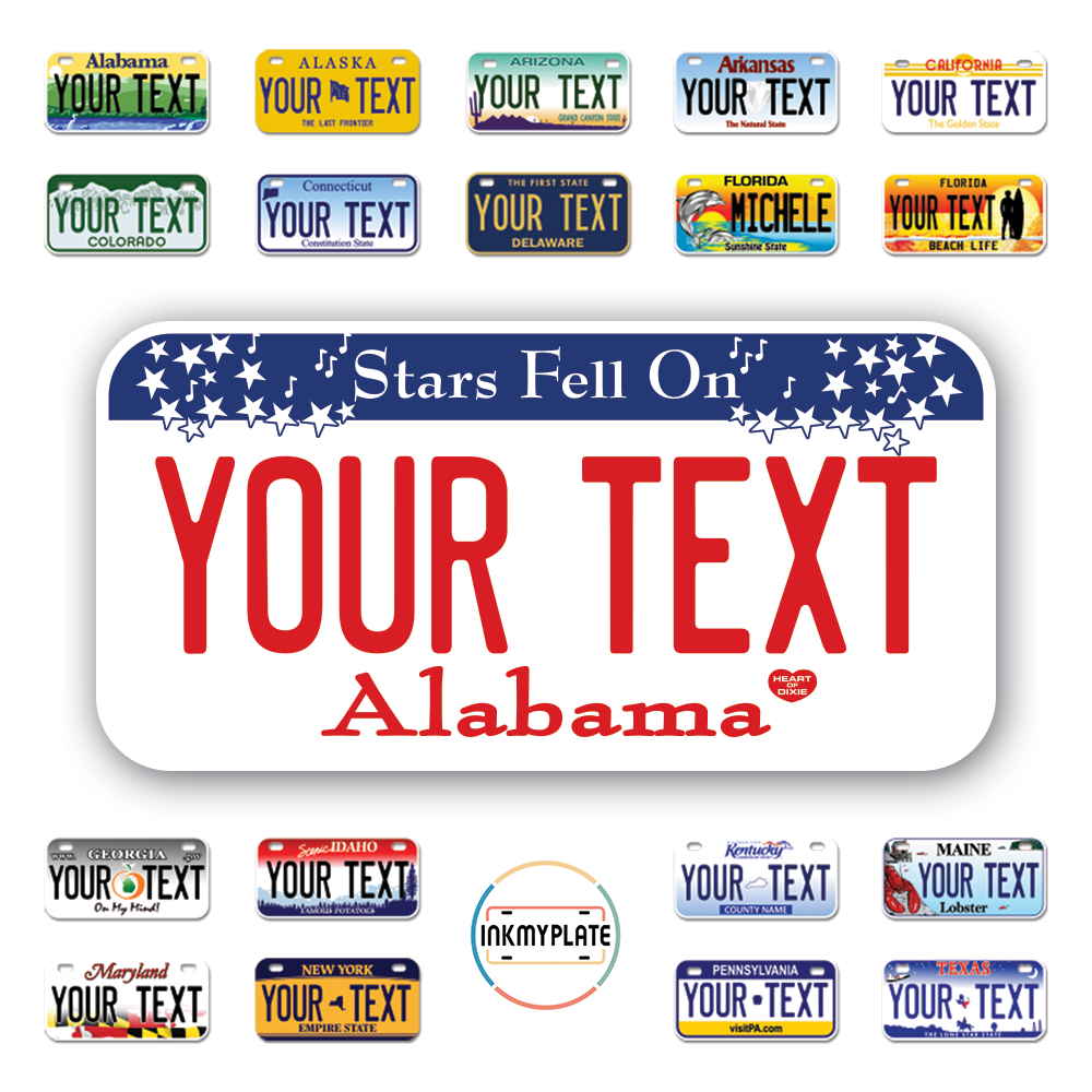 Personalize License Plates Vinyl Stickers From All 50 USA States - 6"x3" - Ideal for Toy Cars - Electric Kids Cars and more