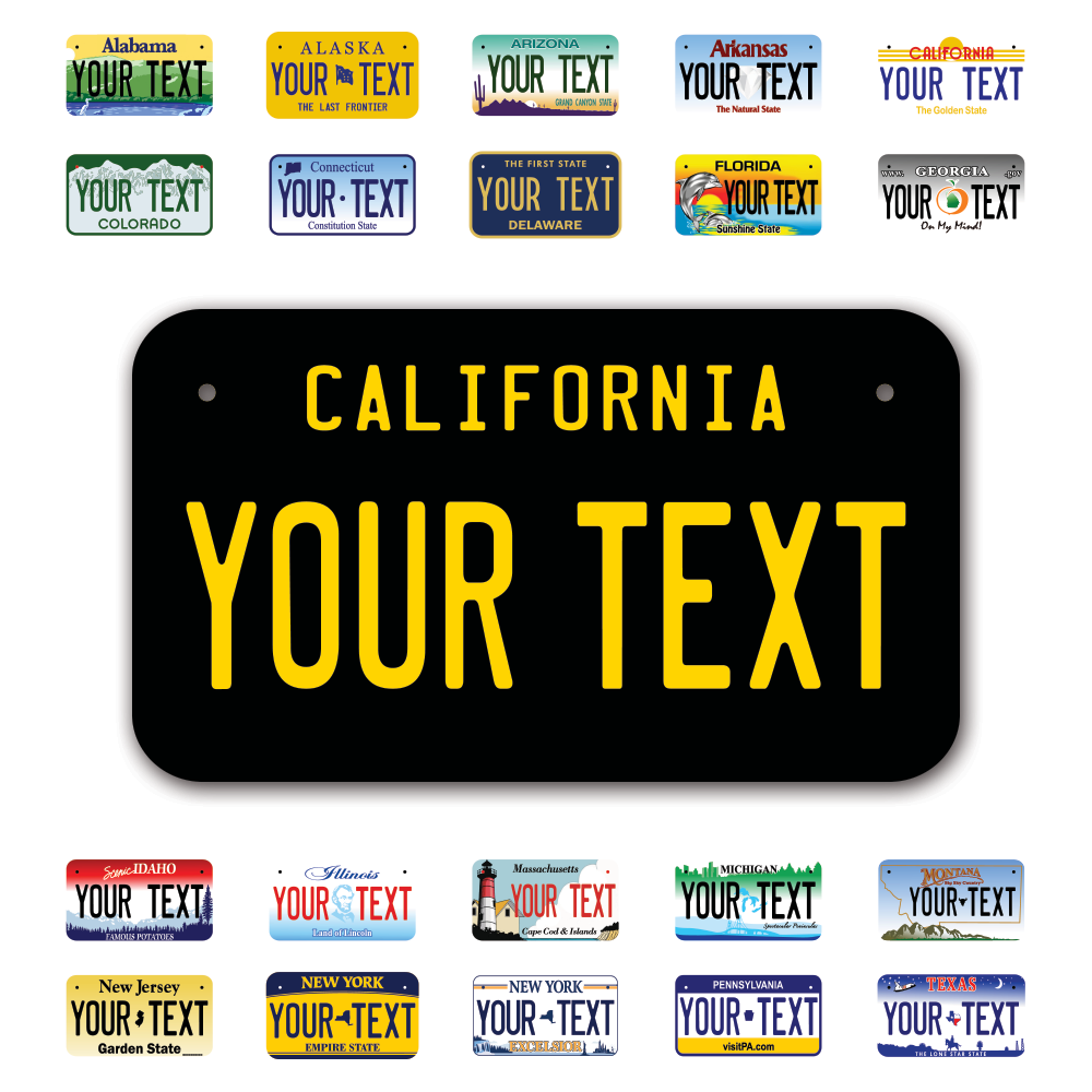 Personalize Motorcycle License Plates from All 50 USA States - 7"x4" - Ideal for Motorcycles, Mopeds, Wheelchairs, ATVs, Snowmobiles and more