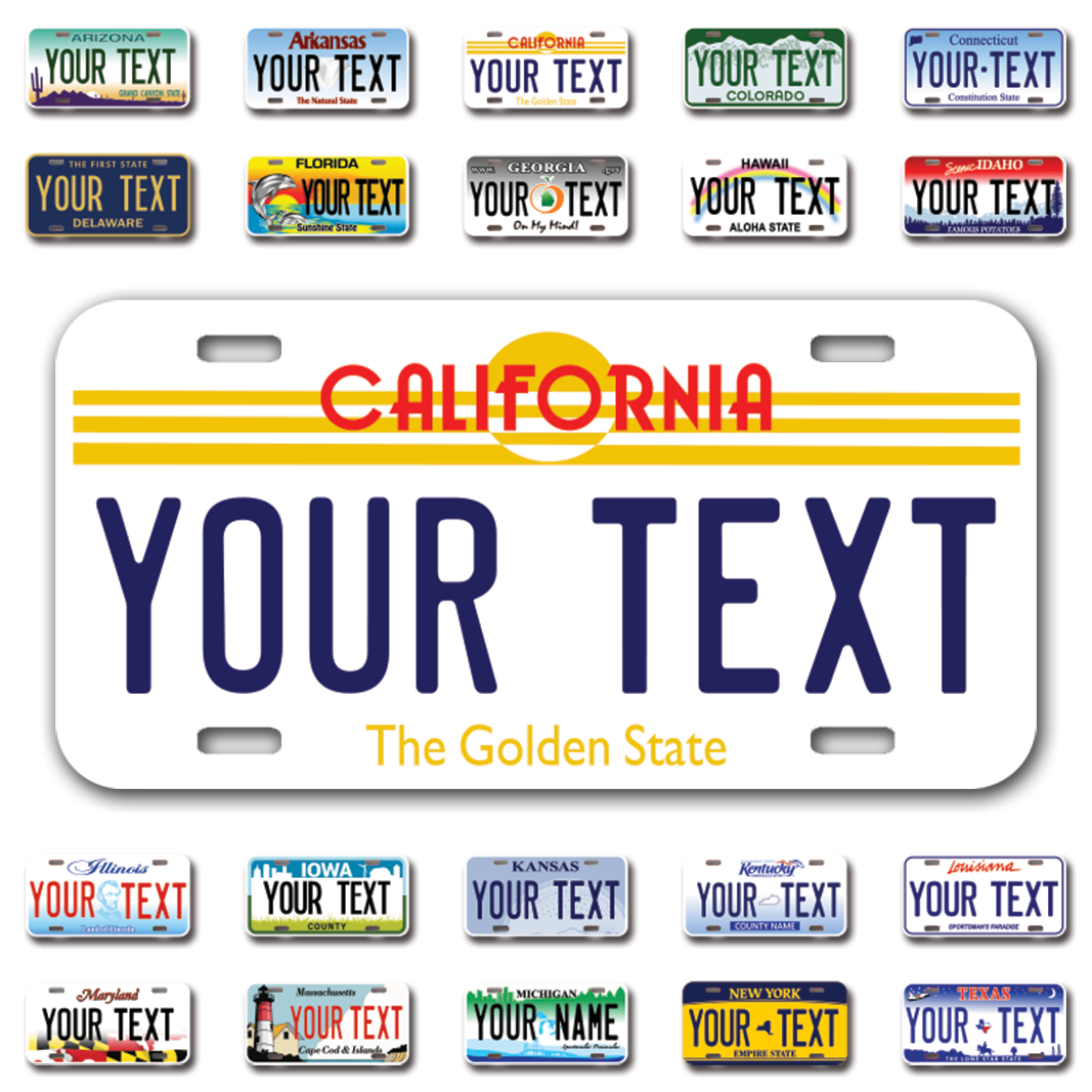 Personalize Car License Plates From All 50 USA States - 12"x6" - Ideal for Cars, Trucks and more