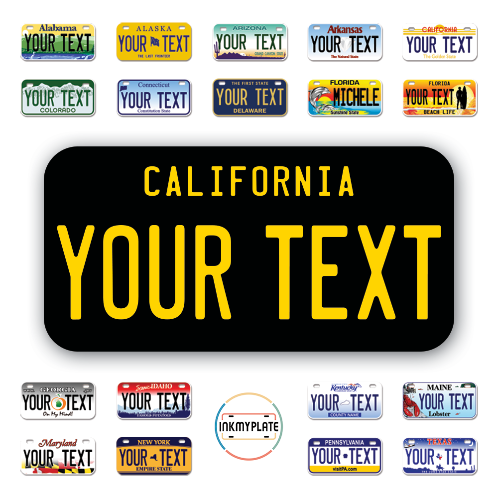 Personalize License Plates Vinyl Stickers From All 50 USA States - 6"x3" - Ideal for Toy Cars - Electric Kids Cars and more