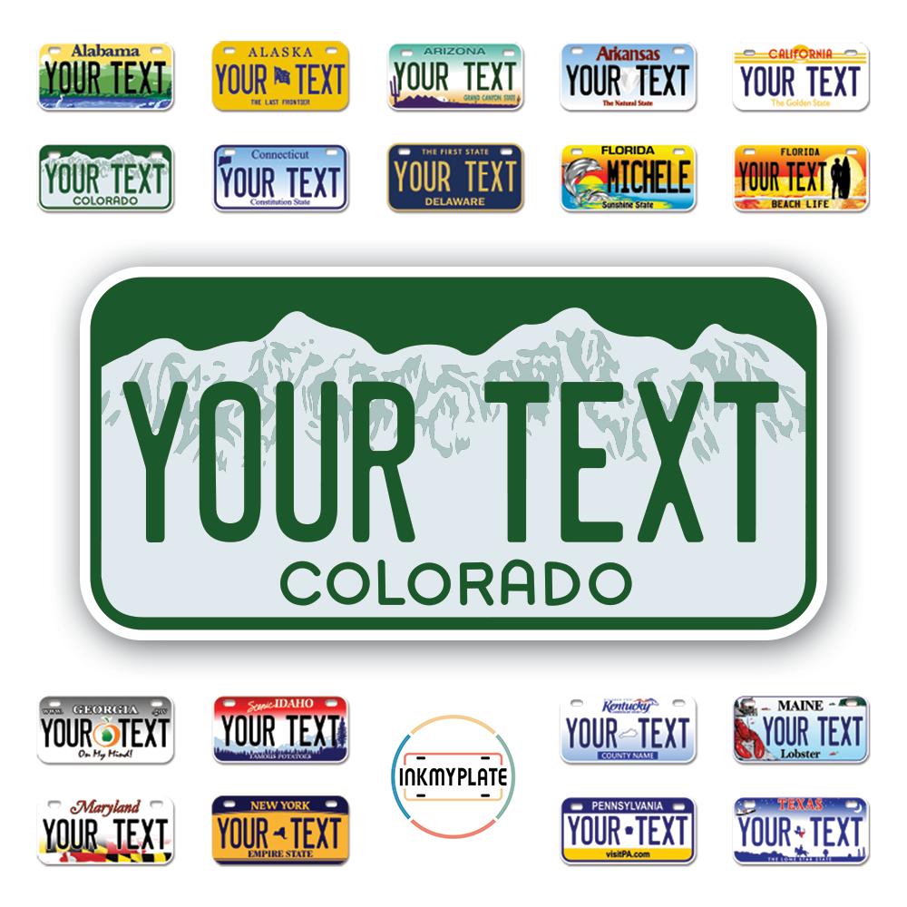 Personalize License Plates Vinyl Stickers From All 50 USA States - 6"x3" - Ideal for Toy Cars - Electric Kids Cars and more