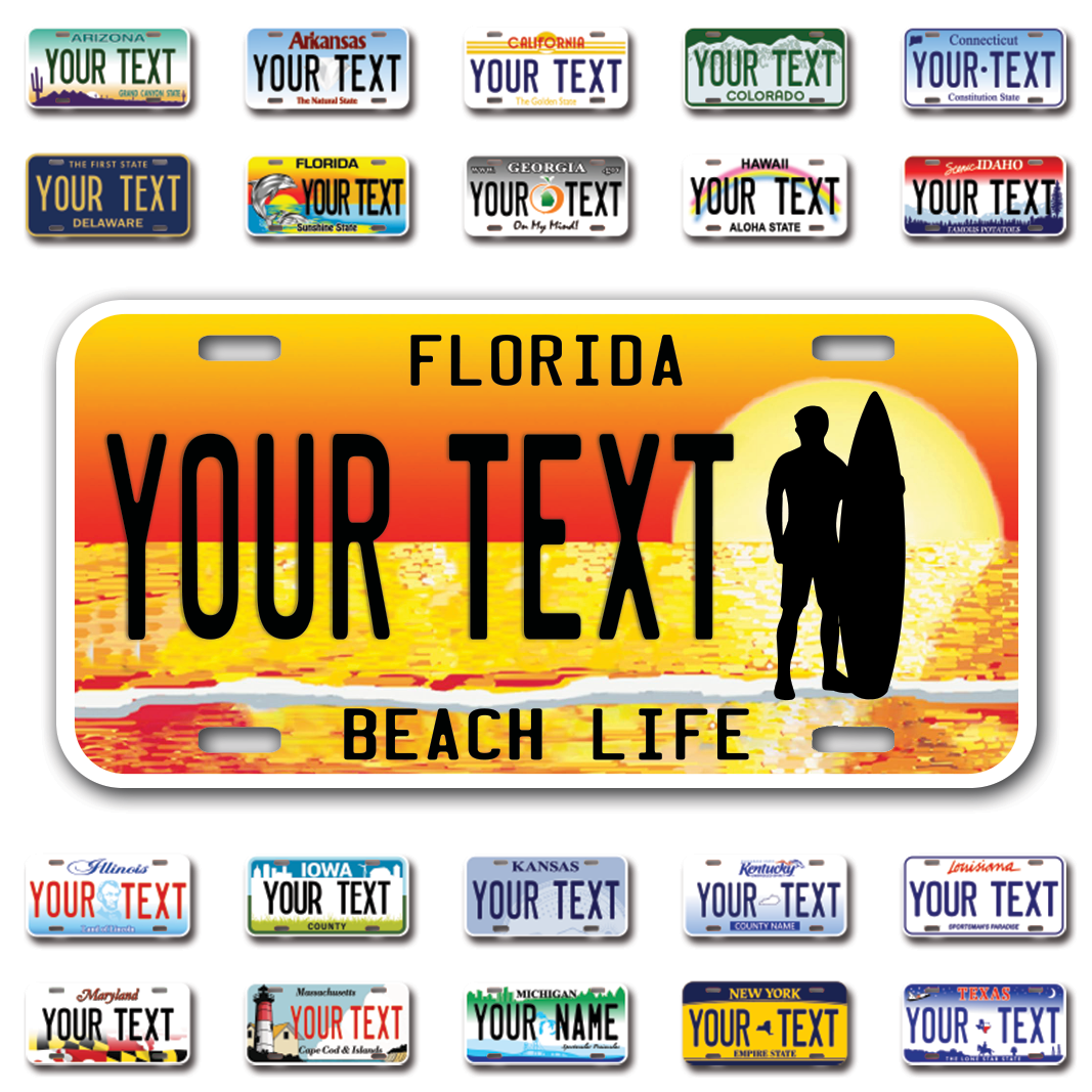 Personalize Car License Plates From All 50 USA States - 12"x6" - Ideal for Cars, Trucks and more