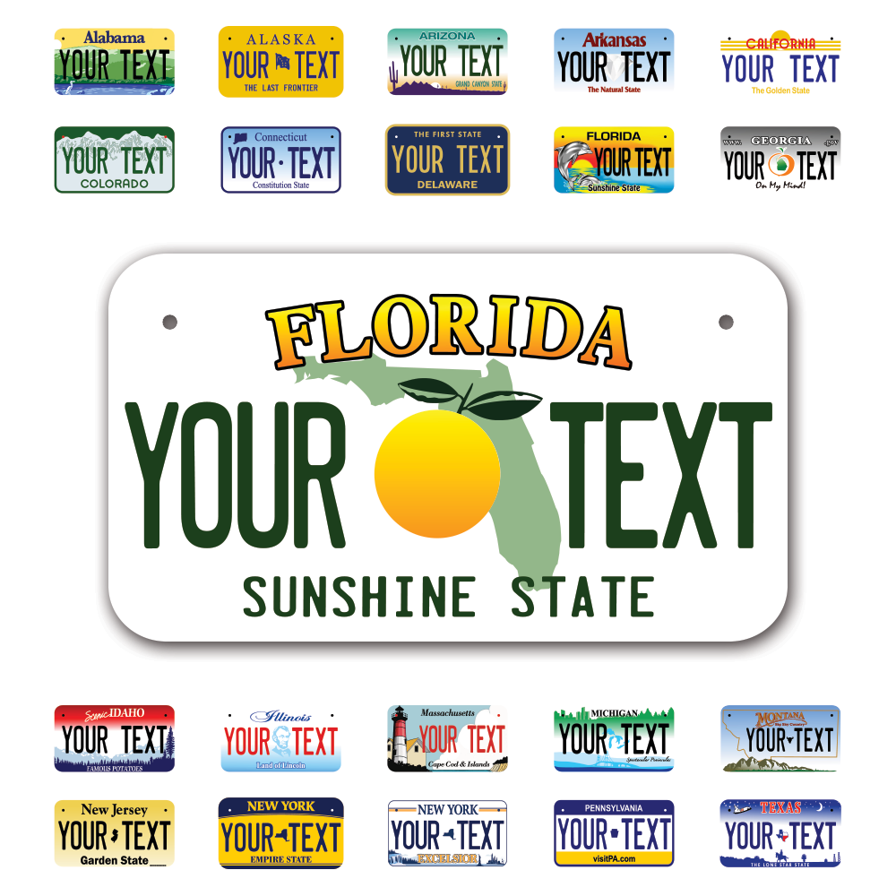 Personalize Motorcycle License Plates from All 50 USA States - 7"x4" - Ideal for Motorcycles, Mopeds, Wheelchairs, ATVs, Snowmobiles and more