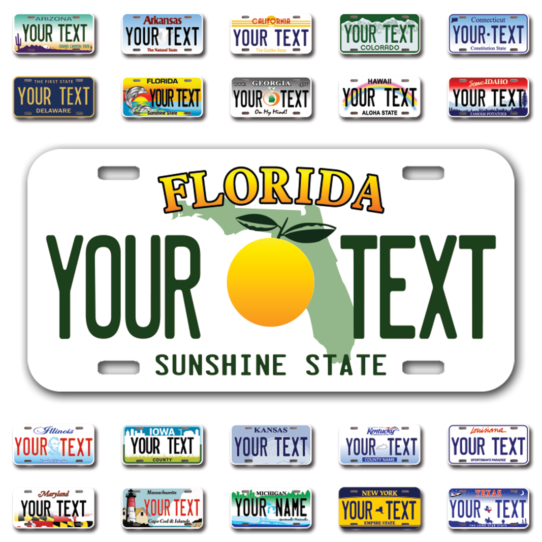 Personalize Car License Plates From All 50 USA States - 12"x6" - Ideal for Cars, Trucks and more