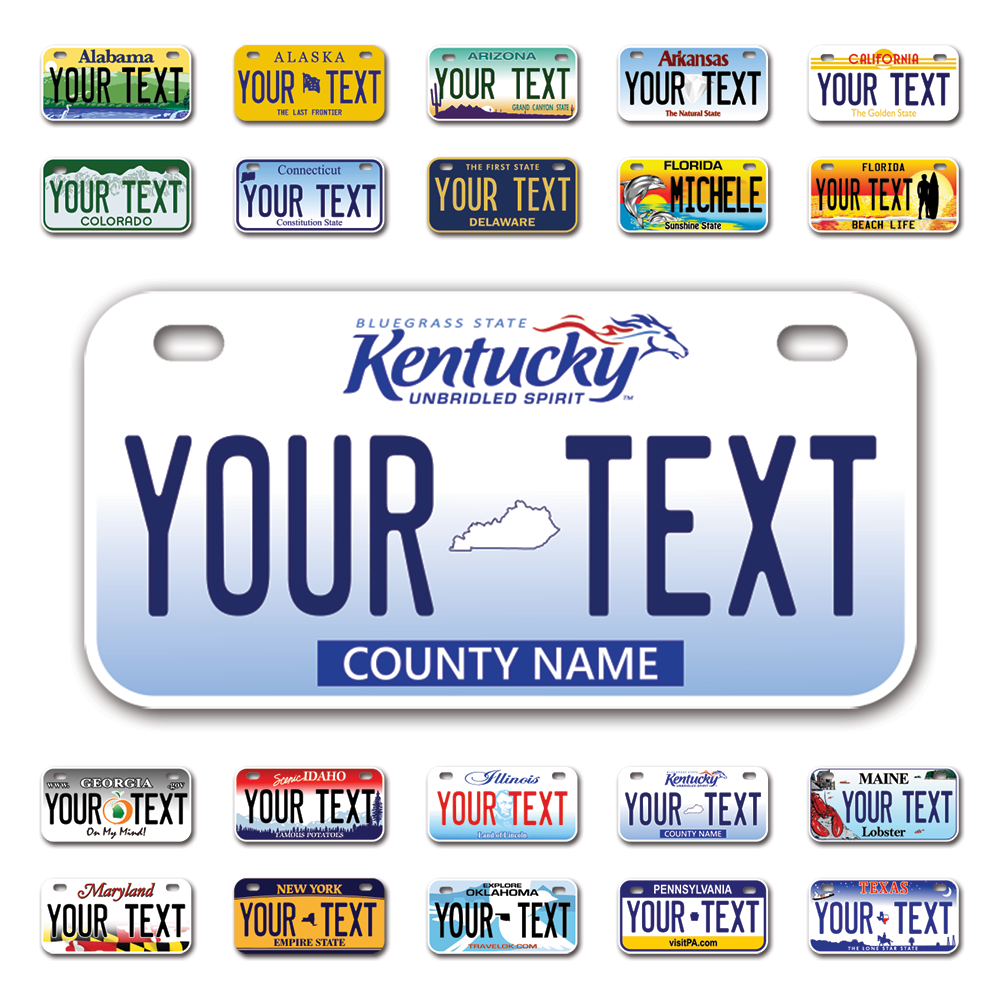 Personalize Bicycle License Plates from All 50 USA States - 6"x3" - Ideal for Bicycles, Tricycles, Wheelchairs, Toy Cars, Kids Cars and more
