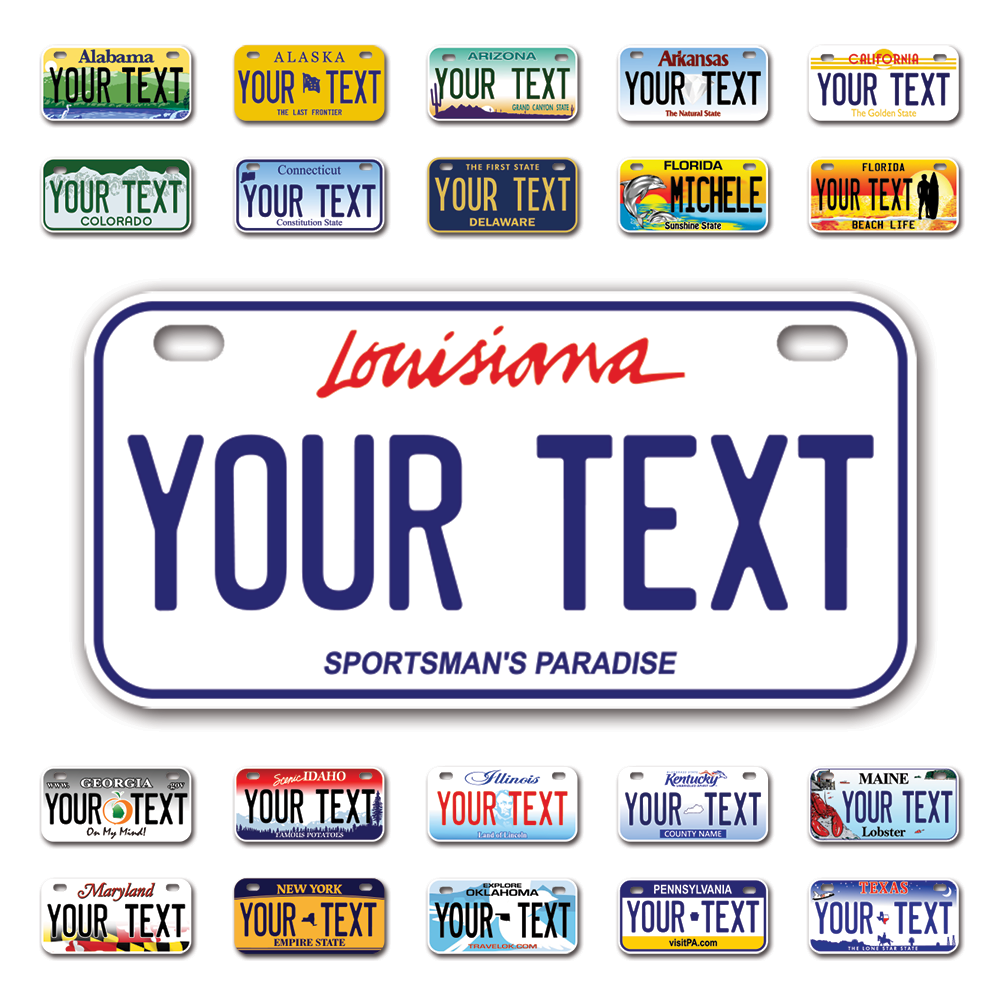 Personalize Bicycle License Plates from All 50 USA States - 6"x3" - Ideal for Bicycles, Tricycles, Wheelchairs, Toy Cars, Kids Cars and more