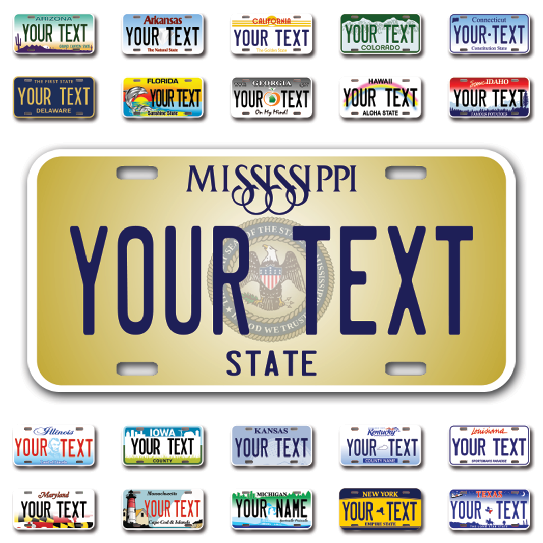 Personalize Car License Plates From All 50 USA States - 12"x6" - Ideal for Cars, Trucks and more