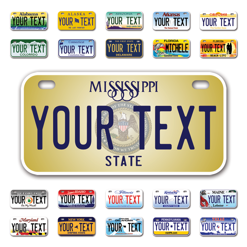 Personalize Bicycle License Plates from All 50 USA States - 6"x3" - Ideal for Bicycles, Tricycles, Wheelchairs, Toy Cars, Kids Cars and more