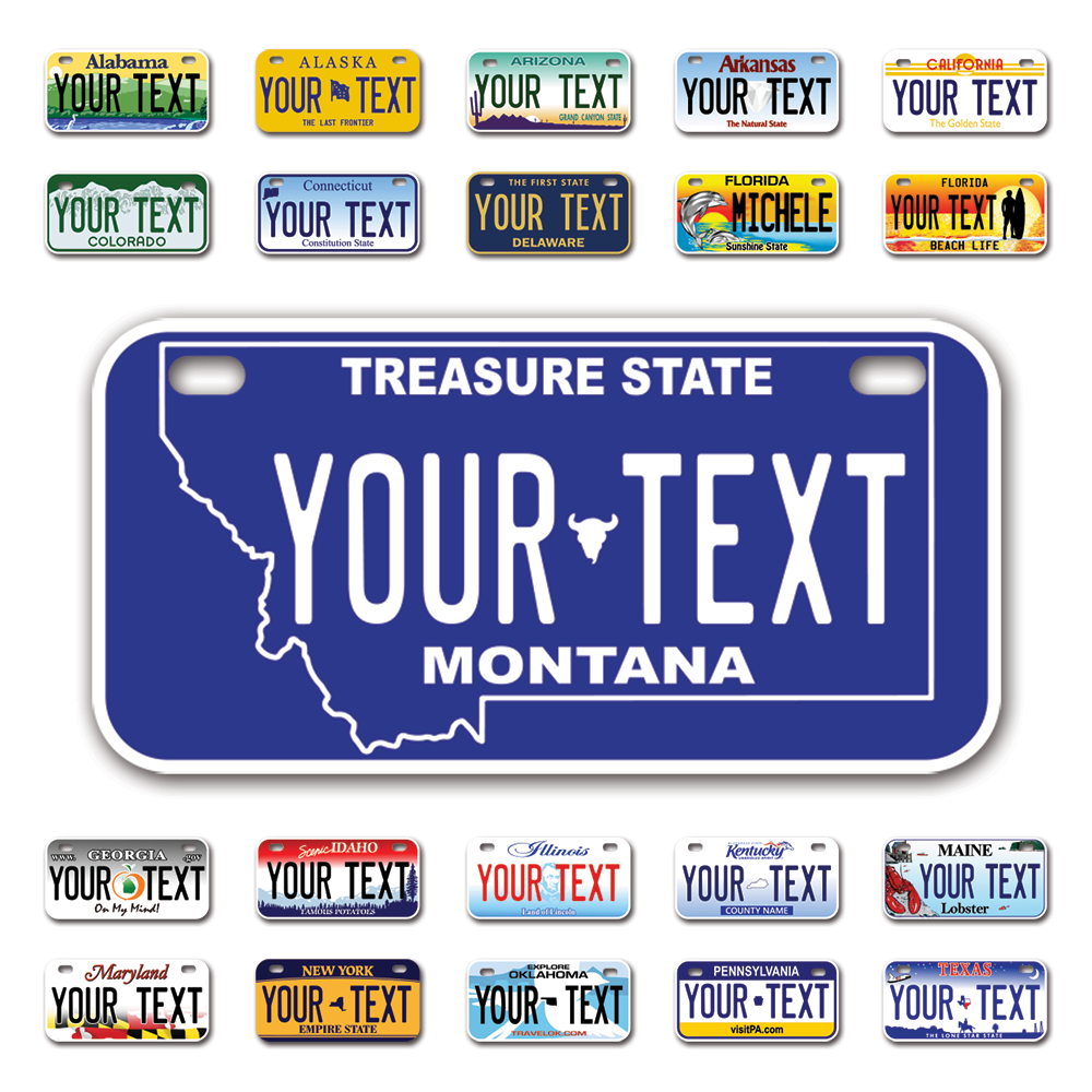 Personalize Bicycle License Plates from All 50 USA States - 6"x3" - Ideal for Bicycles, Tricycles, Wheelchairs, Toy Cars, Kids Cars and more