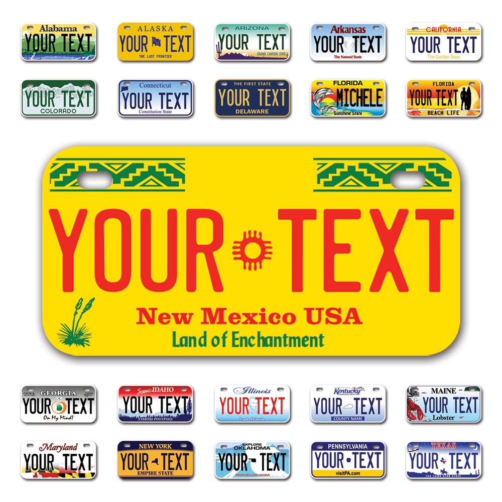 Personalize Bicycle License Plates from All 50 USA States - 6"x3" - Ideal for Bicycles, Tricycles, Wheelchairs, Toy Cars, Kids Cars and more