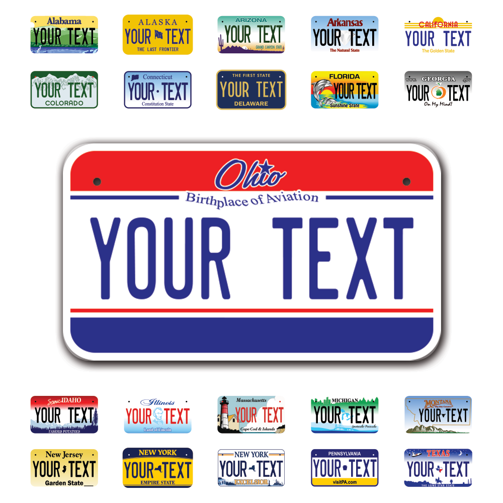 Personalize Motorcycle License Plates from All 50 USA States - 7"x4" - Ideal for Motorcycles, Mopeds, Wheelchairs, ATVs, Snowmobiles and more