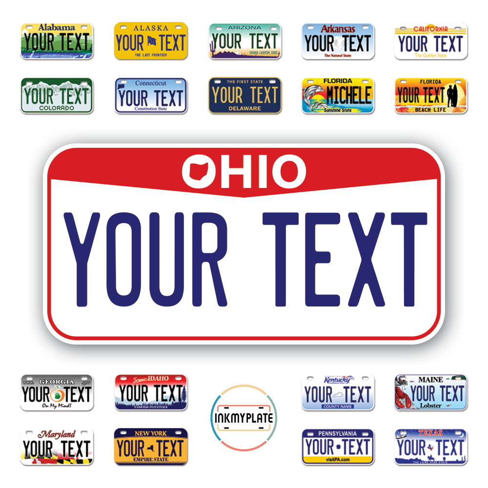 Personalize License Plates Vinyl Stickers From All 50 USA States - 6"x3" - Ideal for Toy Cars - Electric Kids Cars and more