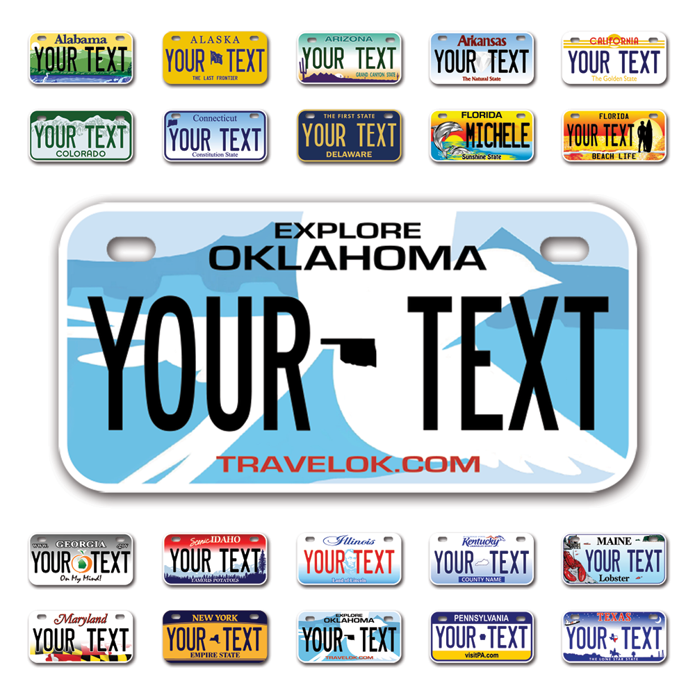 Personalize Bicycle License Plates from All 50 USA States - 6"x3" - Ideal for Bicycles, Tricycles, Wheelchairs, Toy Cars, Kids Cars and more