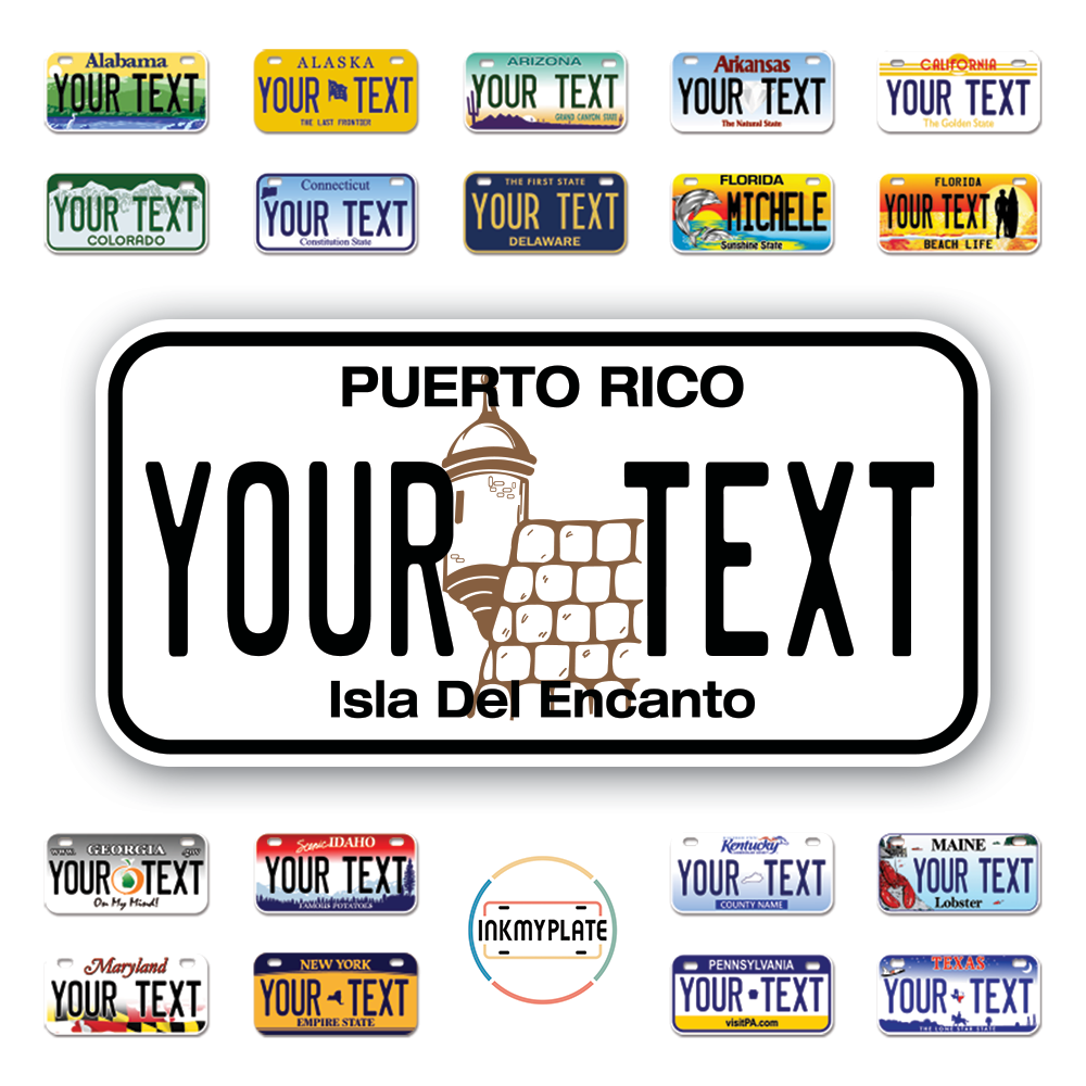 Personalize License Plates Vinyl Stickers From All 50 USA States - 6"x3" - Ideal for Toy Cars - Electric Kids Cars and more