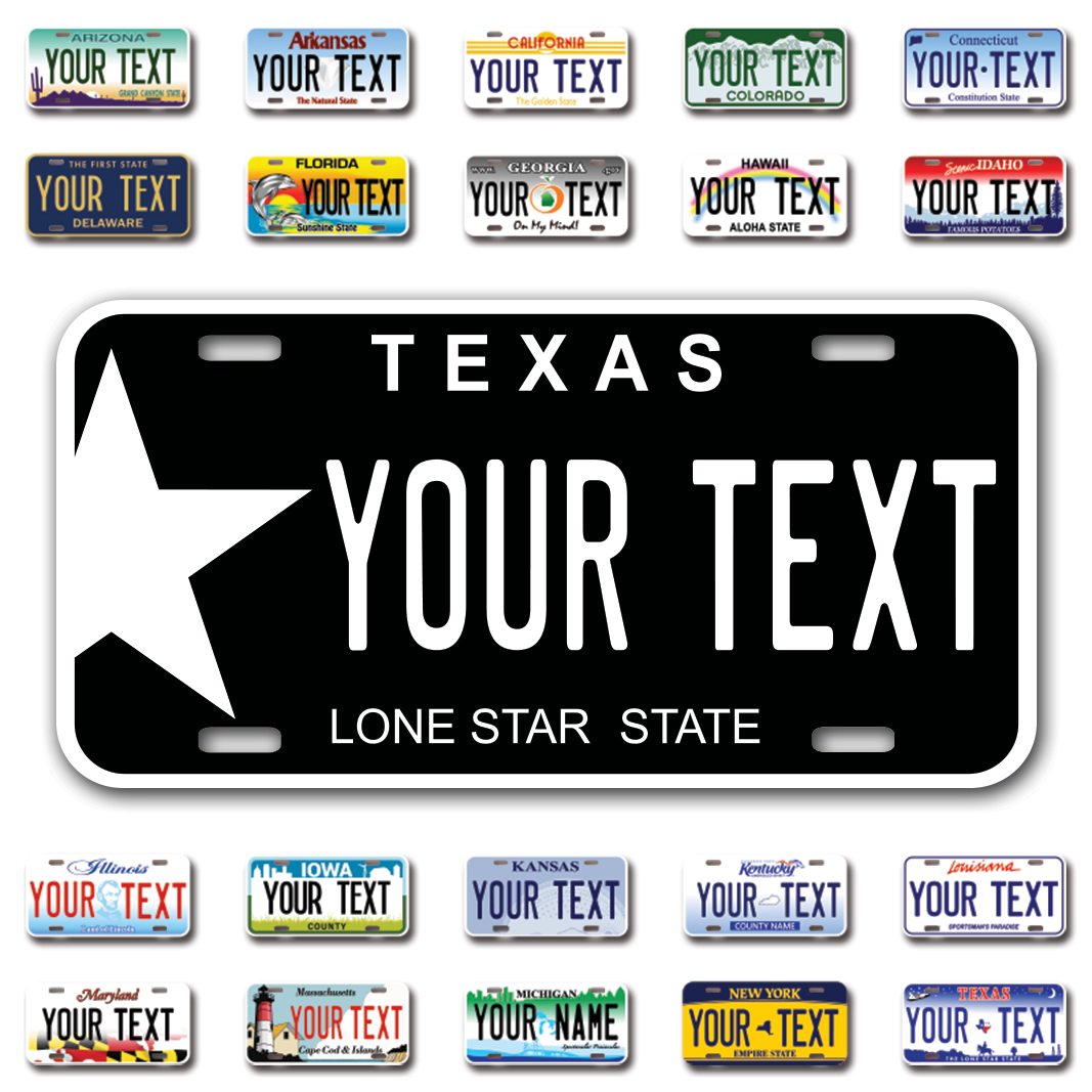 Personalize Car License Plates From All 50 USA States - 12"x6" - Ideal for Cars, Trucks and more
