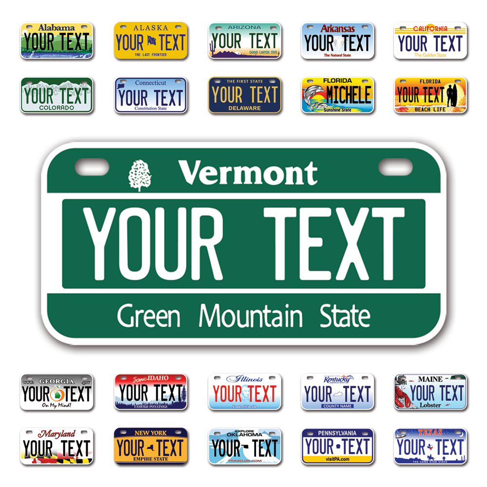 Personalize License Plates Vinyl Stickers From All 50 USA States - 6"x3" - Ideal for Toy Cars - Electric Kids Cars and more
