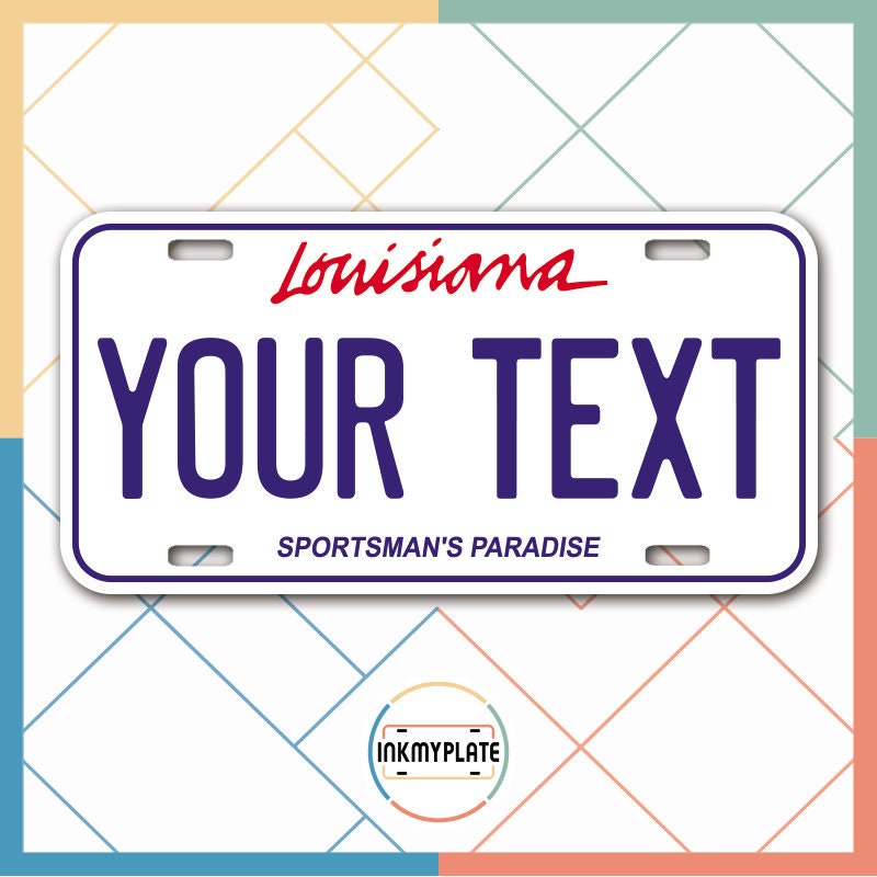 Personalized Louisiana License Plate for Bicycles, Kid's Bikes, Carts, Cars  or Trucks 