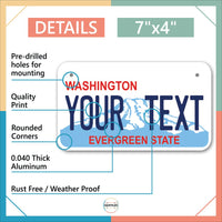 Inkmyplate - Personalized WASHINGTON License Plate for Cars, Trucks, Motorcycles, Bicycles and Vinyl Stickers - InkMyPlate