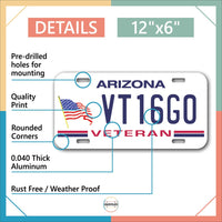 Inkmyplate - Personalized ARIZONA VETERANS License Plate for Cars, Trucks, Motorcycles, Bicycles and Vinyl Stickers - InkMyPlate