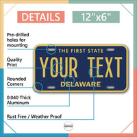 Inkmyplate - Personalized DELAWARE License Plate for Cars, Trucks, Motorcycles, Bicycles and Vinyl Stickers - InkMyPlate