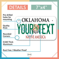 Inkmyplate - Personalized OKLAHOMA NATIVE AMERICAN License Plate for Cars, Trucks, Motorcycles, Bicycles and Vinyl Stickers - InkMyPlate