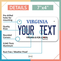 Inkmyplate - Personalized VIRGINIA License Plate for Cars, Trucks, Motorcycles, Bicycles and Vinyl Stickers - InkMyPlate
