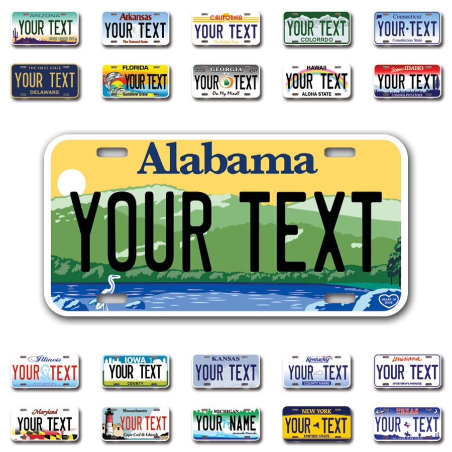 Personalize Car License Plates From All 50 USA States - 12"x6" - Ideal for Cars, Trucks and more