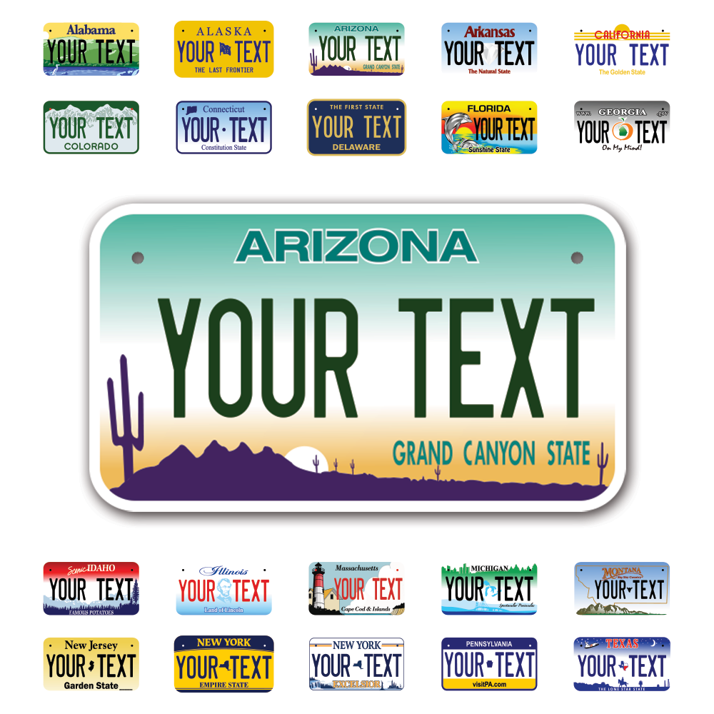 Personalize Motorcycle License Plates from All 50 USA States - 7"x4" - Ideal for Motorcycles, Mopeds, Wheelchairs, ATVs, Snowmobiles and more