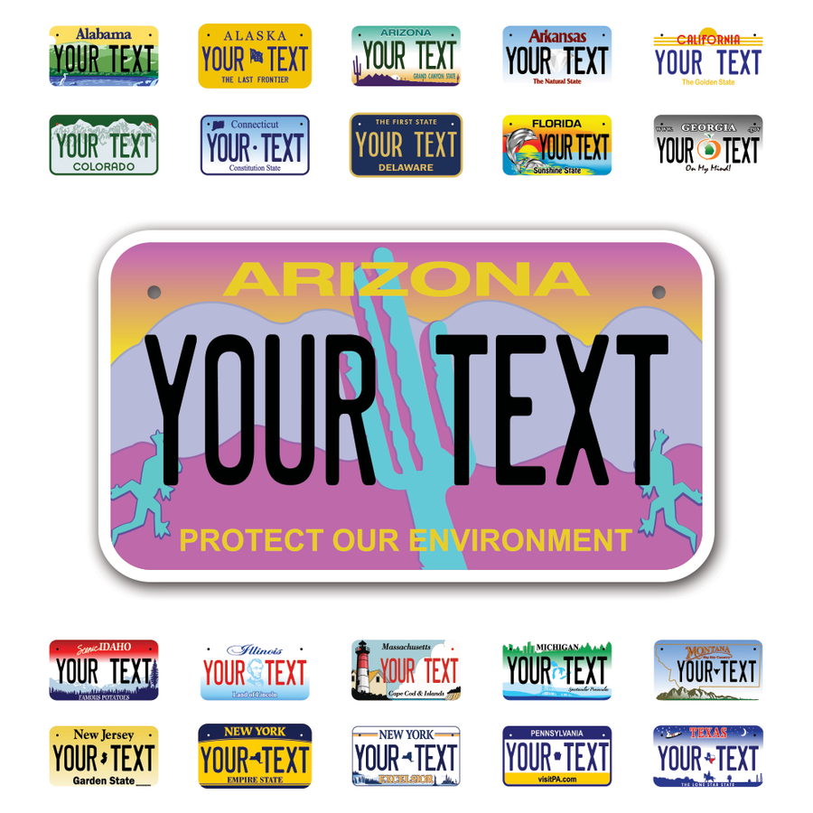 Personalize Motorcycle License Plates from All 50 USA States - 7"x4" - Ideal for Motorcycles, Mopeds, Wheelchairs, ATVs, Snowmobiles and more