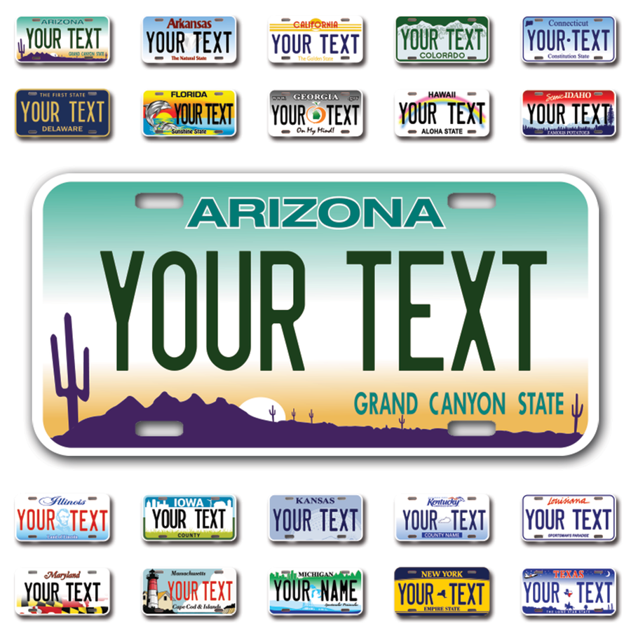 Personalize Car License Plates From All 50 USA States - 12"x6" - Ideal for Cars, Trucks and more