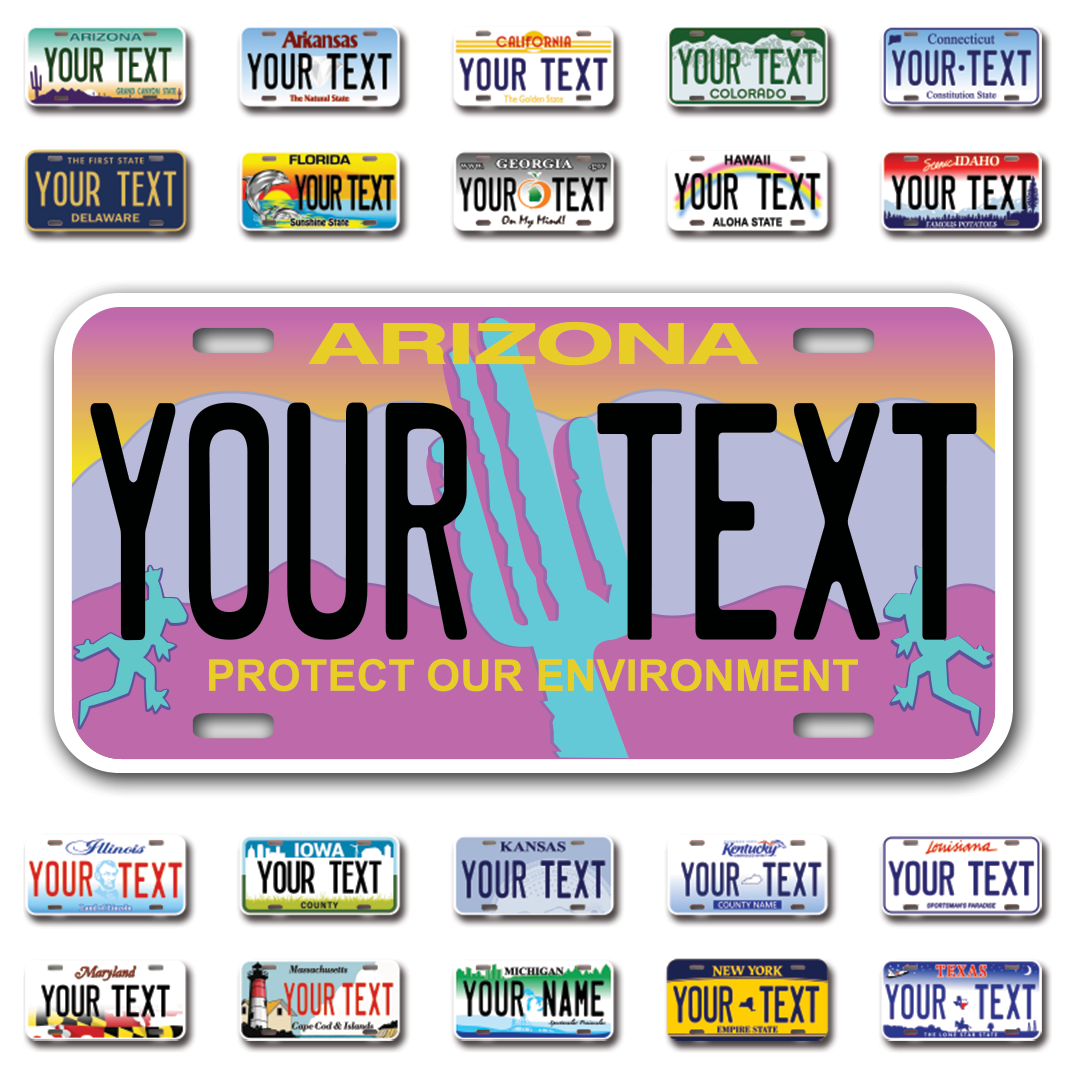 Personalize Car License Plates From All 50 USA States - 12"x6" - Ideal for Cars, Trucks and more