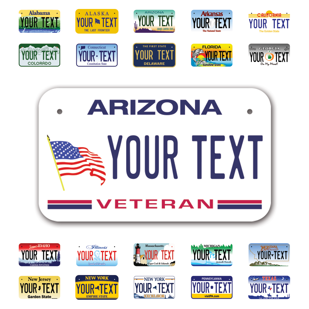 Personalize Motorcycle License Plates from All 50 USA States - 7"x4" - Ideal for Motorcycles, Mopeds, Wheelchairs, ATVs, Snowmobiles and more