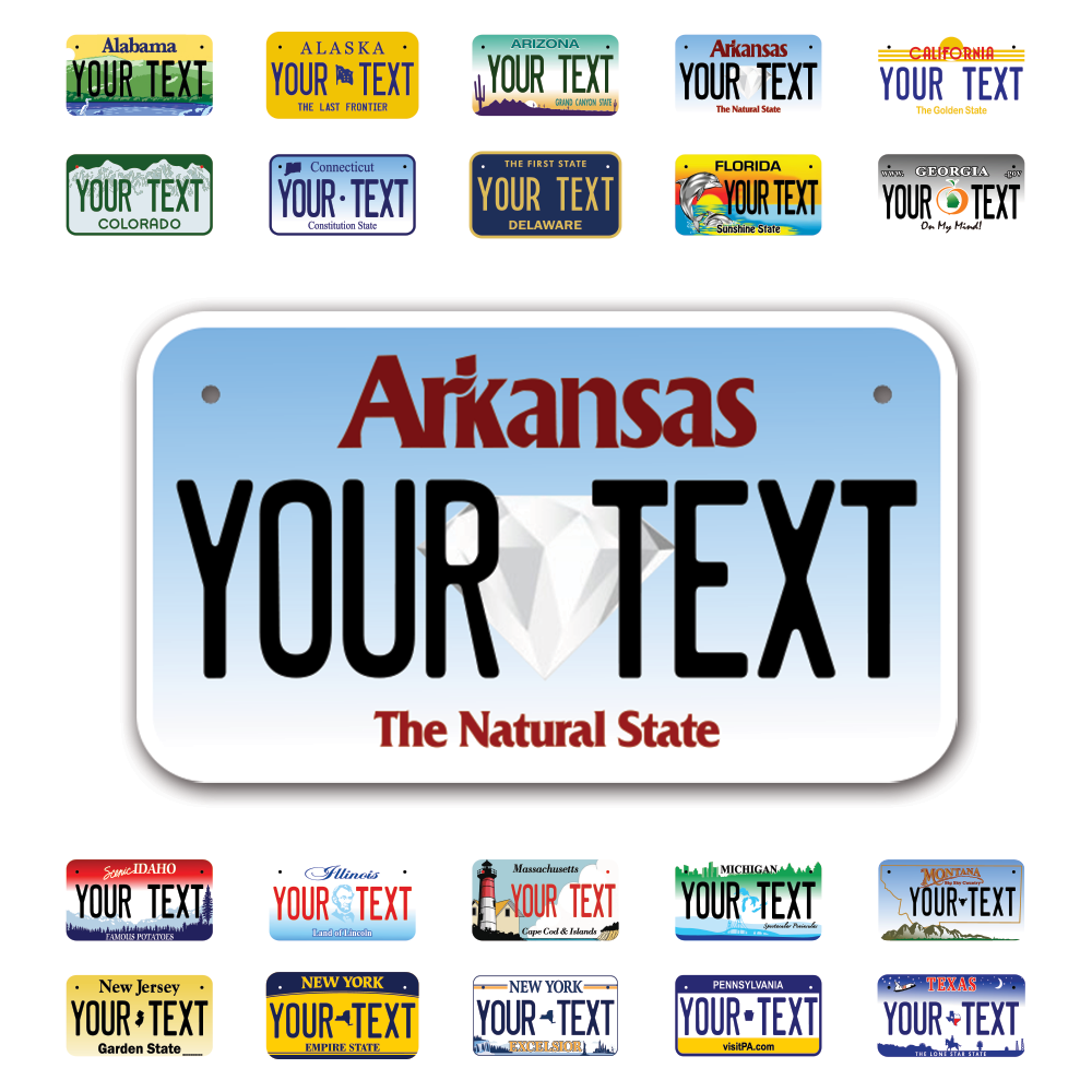 Personalize Motorcycle License Plates from All 50 USA States - 7"x4" - Ideal for Motorcycles, Mopeds, Wheelchairs, ATVs, Snowmobiles and more