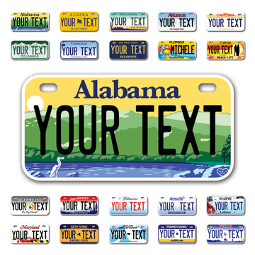 Personalize Bicycle License Plates from All 50 USA States - 6"x3" - Ideal for Bicycles, Tricycles, Wheelchairs, Toy Cars, Kids Cars and more