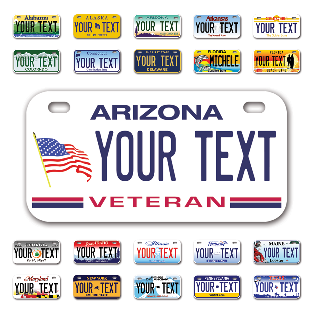 Personalize Bicycle License Plates from All 50 USA States - 6"x3" - Ideal for Bicycles, Tricycles, Wheelchairs, Toy Cars, Kids Cars and more