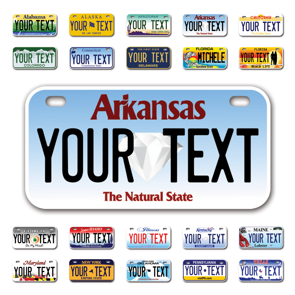 Personalize Bicycle License Plates from All 50 USA States - 6"x3" - Ideal for Bicycles, Tricycles, Wheelchairs, Toy Cars, Kids Cars and more