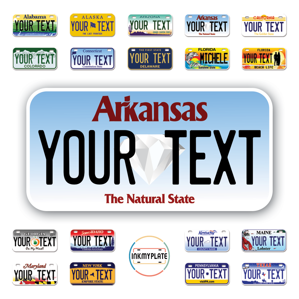 Personalize License Plates Vinyl Stickers From All 50 USA States - 6"x3" - Ideal for Toy Cars - Electric Kids Cars and more