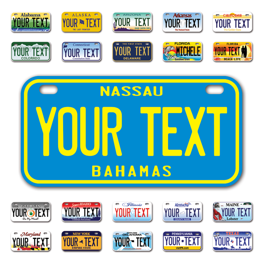 Personalize Bicycle License Plates from All 50 USA States - 6"x3" - Ideal for Bicycles, Tricycles, Wheelchairs, Toy Cars, Kids Cars and more