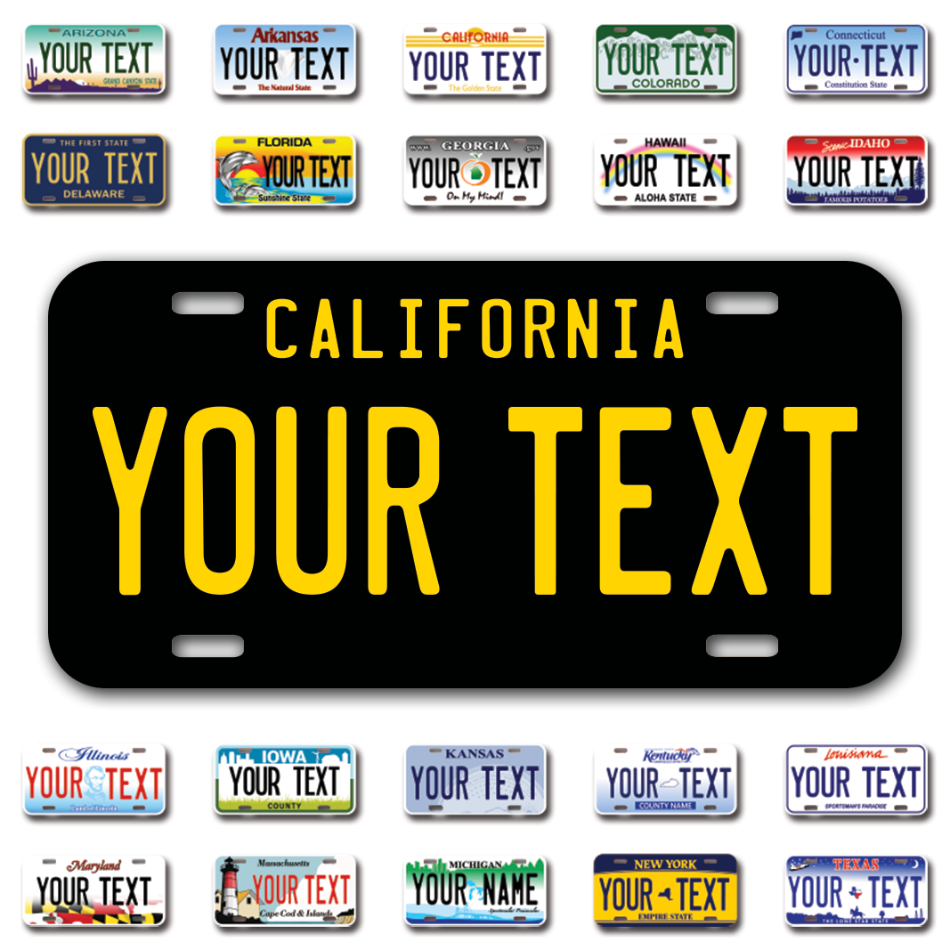 Personalize Car License Plates From All 50 USA States - 12"x6" - Ideal for Cars, Trucks and more