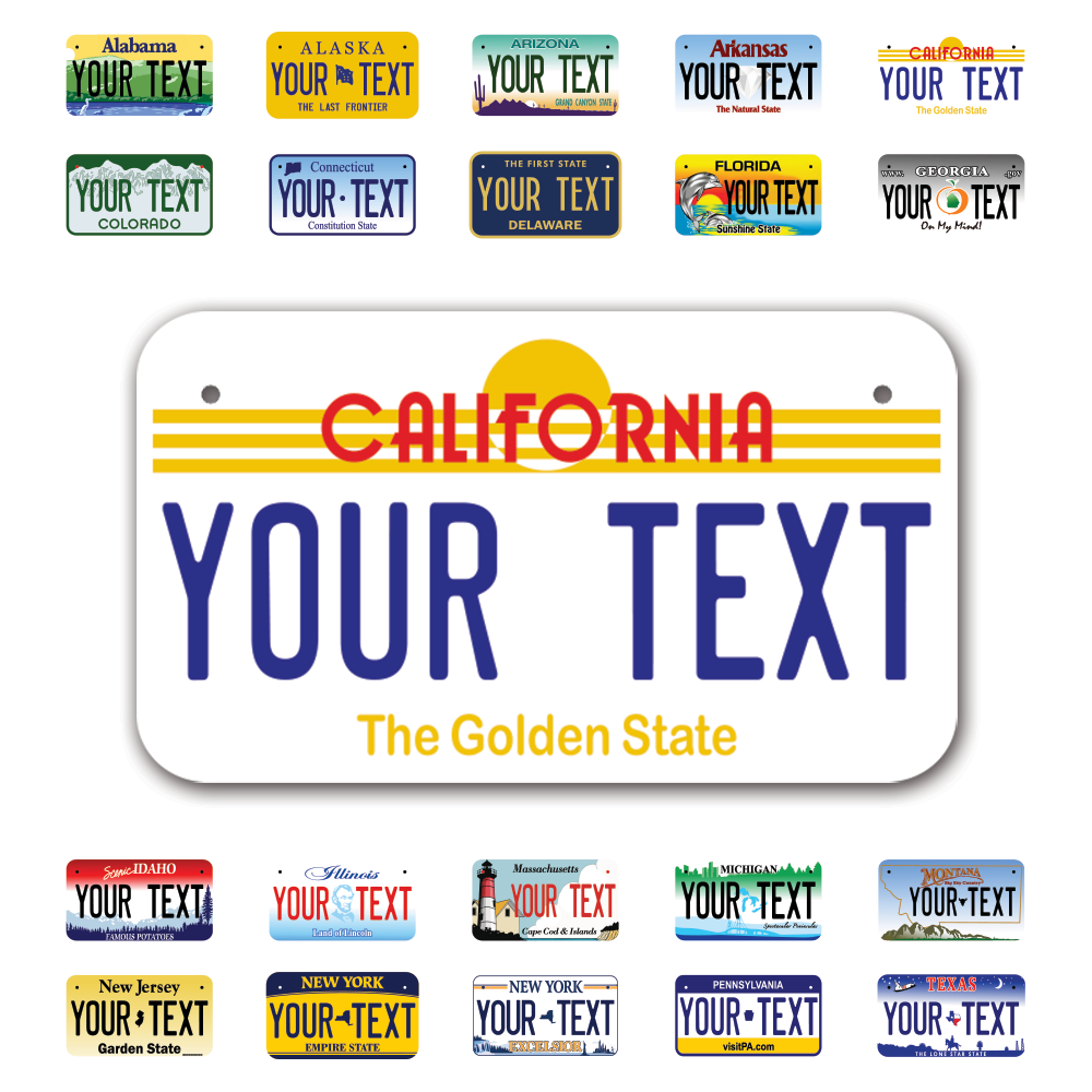 Personalize Motorcycle License Plates from All 50 USA States - 7"x4" - Ideal for Motorcycles, Mopeds, Wheelchairs, ATVs, Snowmobiles and more