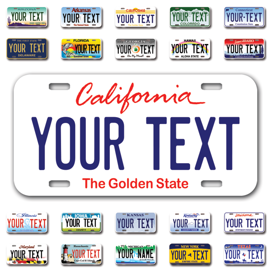Personalize Car License Plates From All 50 USA States - 12"x6" - Ideal for Cars, Trucks and more