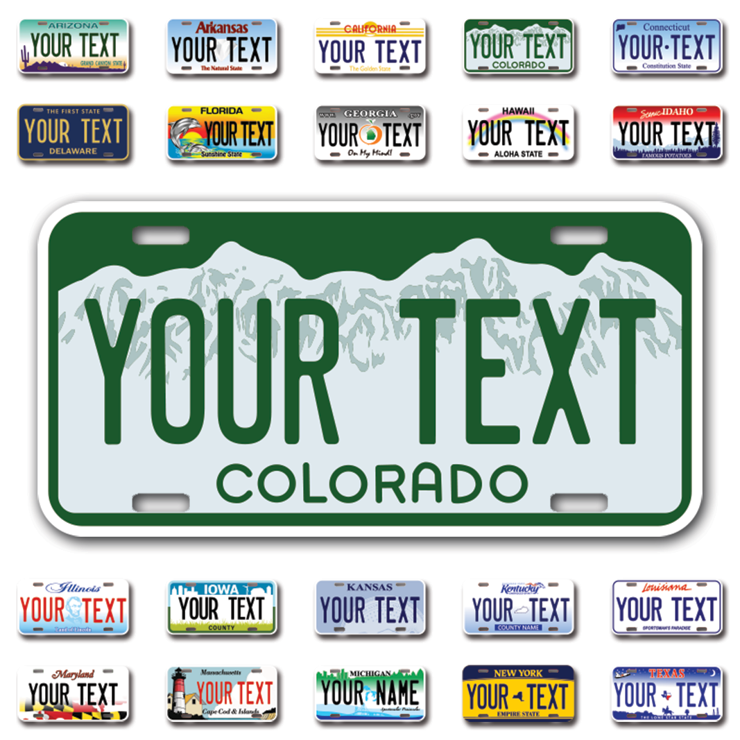 Personalize Car License Plates From All 50 USA States - 12"x6" - Ideal for Cars, Trucks and more