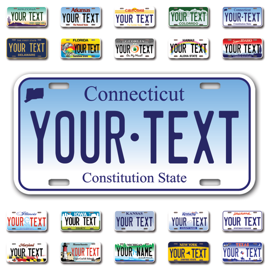 Personalize Car License Plates From All 50 USA States - 12"x6" - Ideal for Cars, Trucks and more