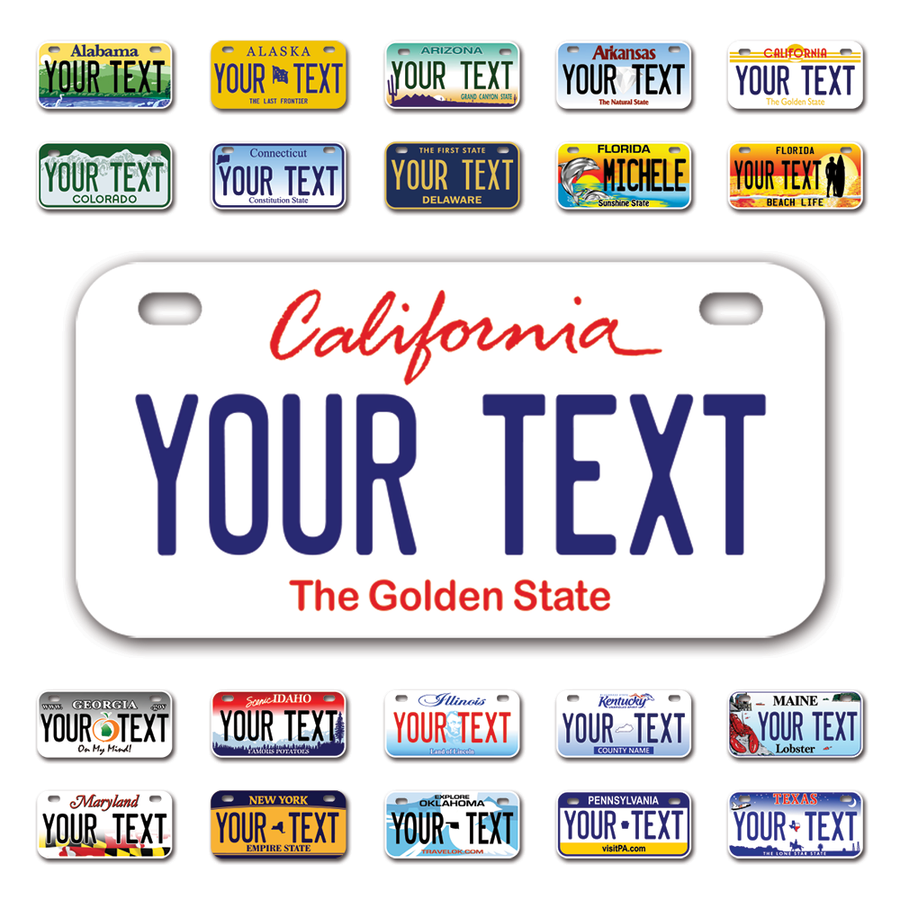 Personalize Bicycle License Plates from All 50 USA States - 6"x3" - Ideal for Bicycles, Tricycles, Wheelchairs, Toy Cars, Kids Cars and more