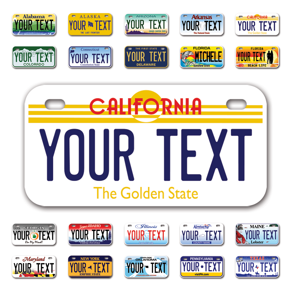 Personalize Bicycle License Plates from All 50 USA States - 6"x3" - Ideal for Bicycles, Tricycles, Wheelchairs, Toy Cars, Kids Cars and more