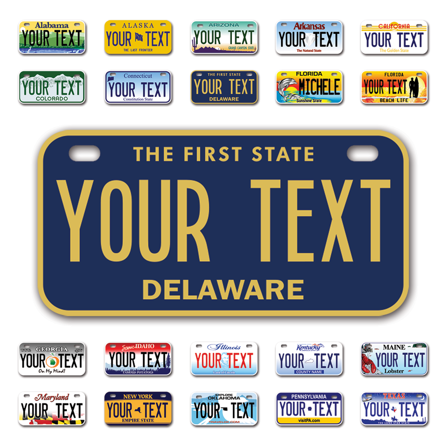 Personalize Bicycle License Plates from All 50 USA States - 6"x3" - Ideal for Bicycles, Tricycles, Wheelchairs, Toy Cars, Kids Cars and more