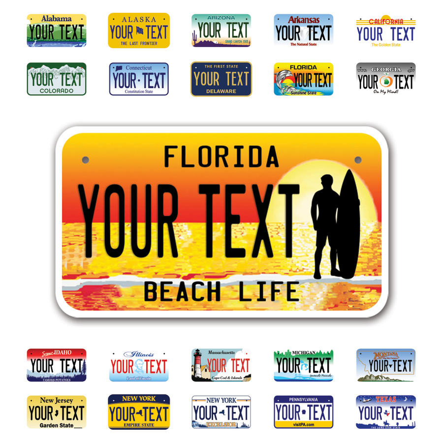 Personalize Motorcycle License Plates from All 50 USA States - 7"x4" - Ideal for Motorcycles, Mopeds, Wheelchairs, ATVs, Snowmobiles and more