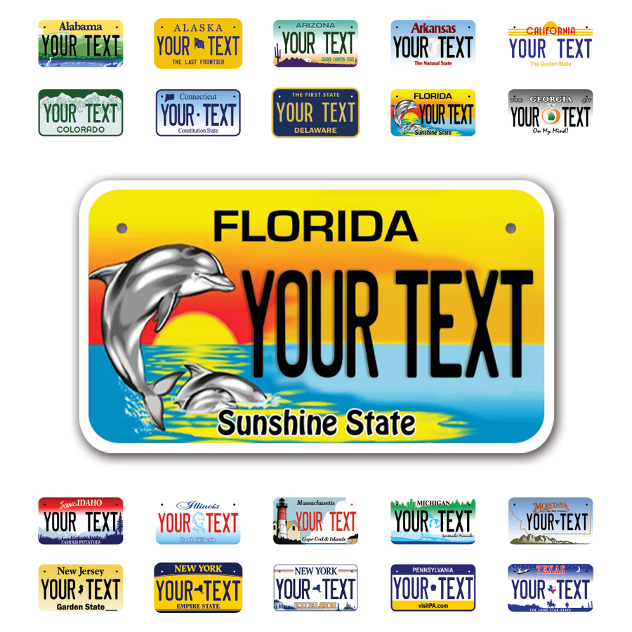 Personalize Motorcycle License Plates from All 50 USA States - 7"x4" - Ideal for Motorcycles, Mopeds, Wheelchairs, ATVs, Snowmobiles and more